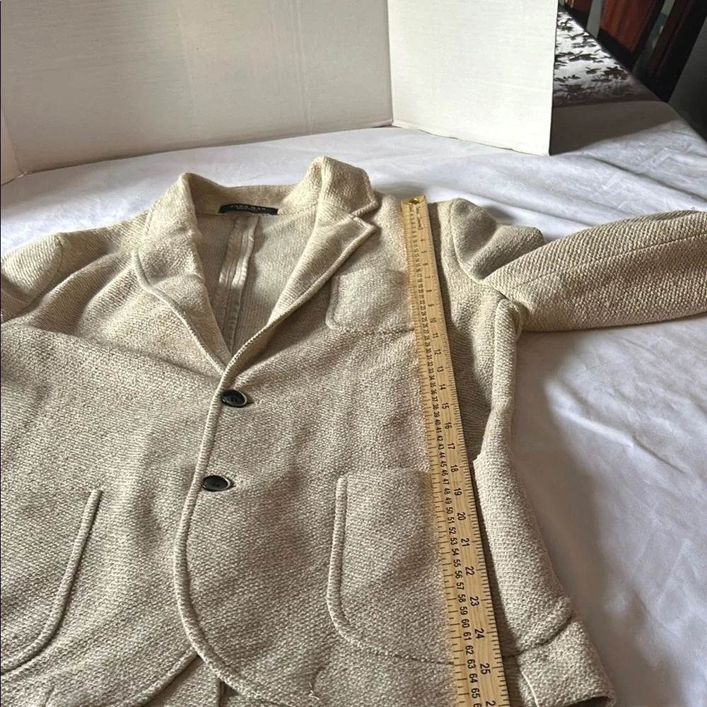 ZARA Man Beige Knit Blazer Jacket – Size M – Soft Textured Casual Coat